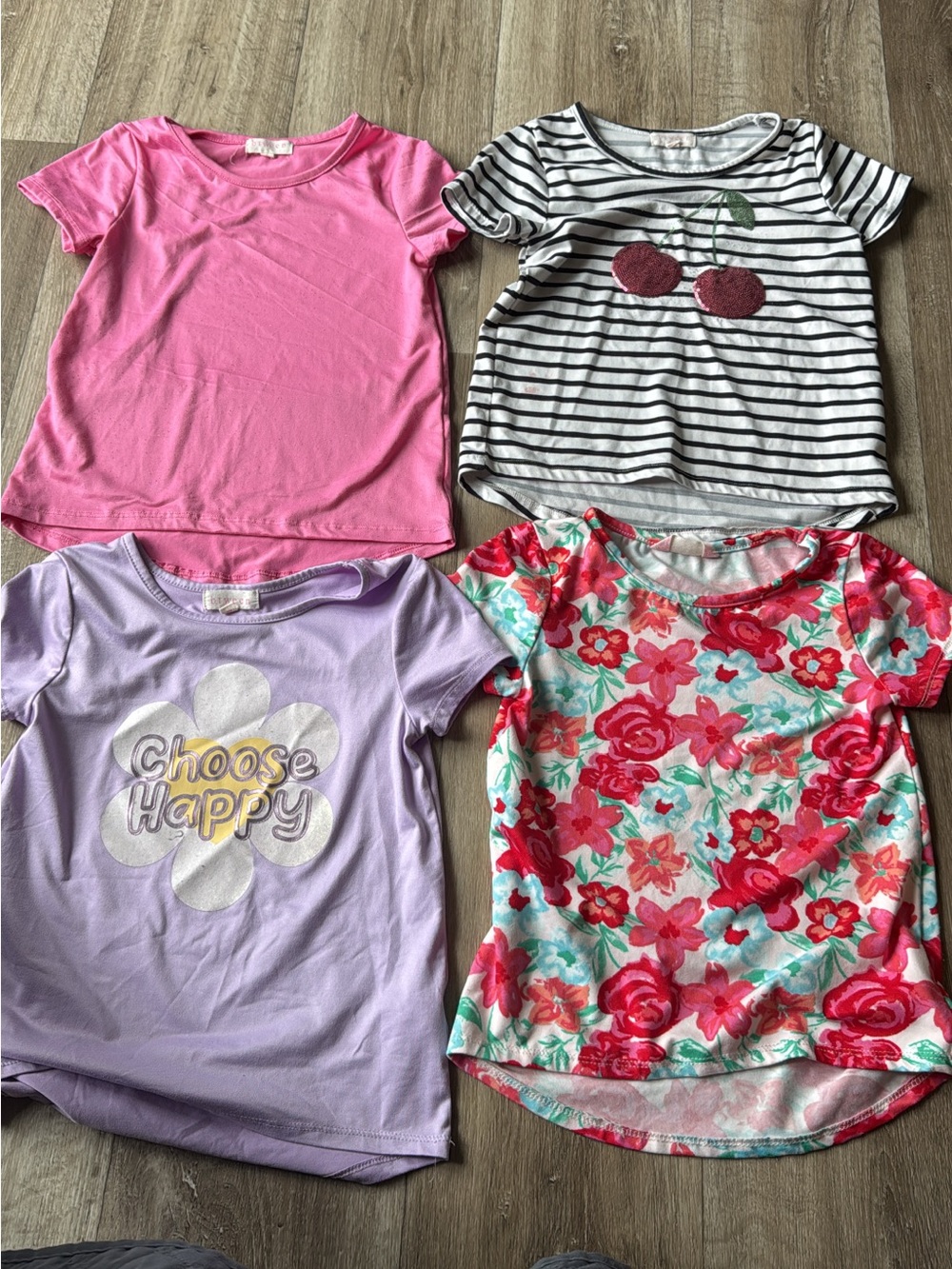 Girls Pink Floral Short Sleeve Top - Unbranded